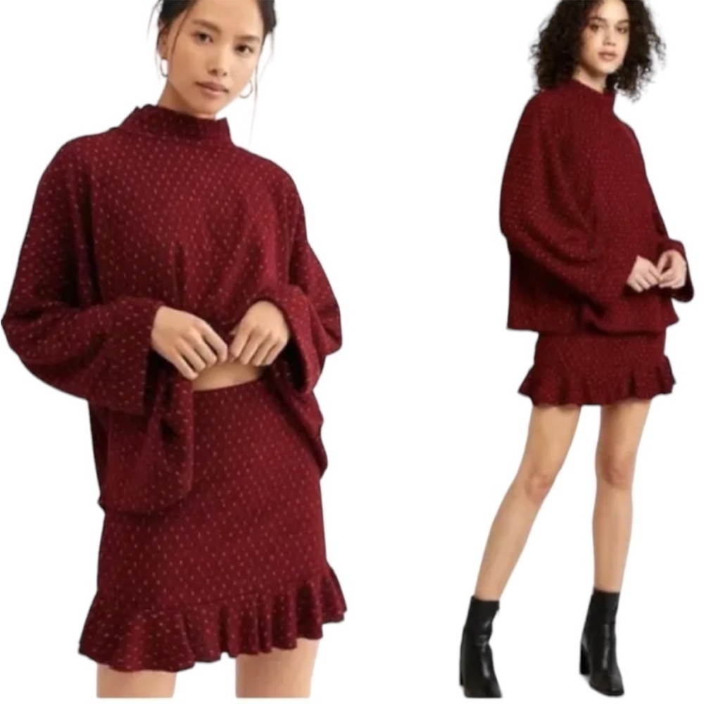 NWT Free People Set The Mood 2 Piece Sweater Skirt Set Size XS